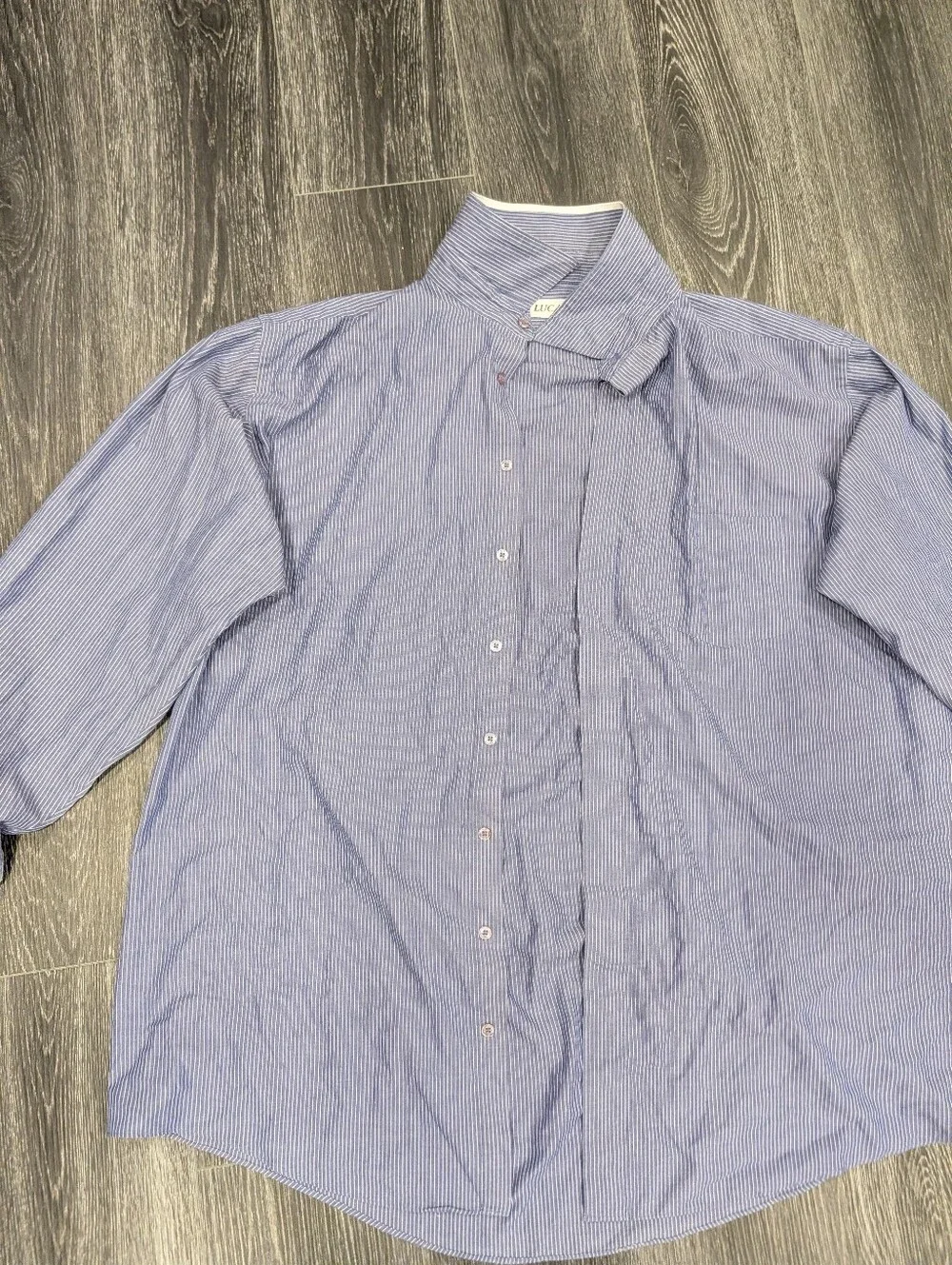 Men's Blue Pinstripe Dress Shirt - Lightweight Button-Up